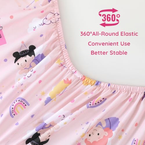 MCO Pink Princess Kids Twin Sheet Set, 3 Piece Soft Microfiber Kids Twin Size Bed Sheets, Oeko-TEX, 16" Deep, Won't Pop Off, Breathable & Machine Washable, Cute Bedding Set for Girls Boys - image 3