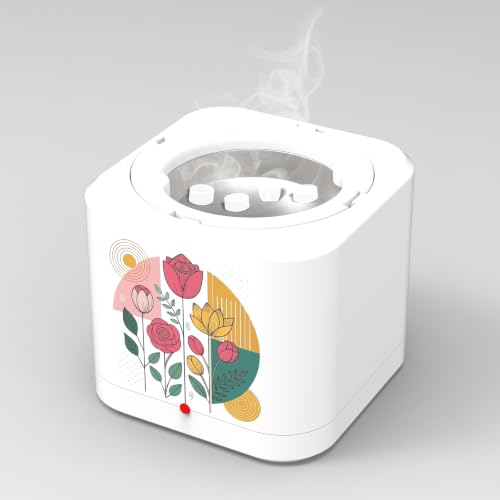 Image of Shivansh Technology Incense Holder Electric Kapoor Dani Camphor Diffuser Burner for Home | Karpuram Bakhoor Oud Aroma Oil & Dhoop Machine | Essential Oil Diffuser for Home (White) (Floral Geometry)