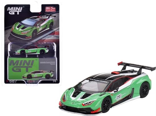True Scale Miniatures Model Car Compatible with Lamborghini Huracan GT3 EVO2 Presentation Green 1/64 Diecast Model Car MGT00687
