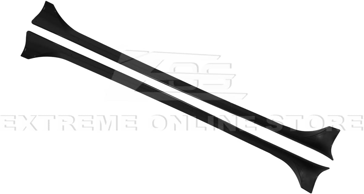 Replacement for 2020-2024 Tesla Y | Performance Track Style ABS Plastic - Painted Glossy Black Side Skirts Rocker Panel