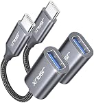 JSAUX 2 Pack USB C to USB Adapter, Type C to USB 3.0 OTG Cable, Compatible with Thunderbolt 3 for iPhone 17/16/15/Pro/Max/Plus, Samsung S25/S24/S23, MacBook Pro/Air, iPad Pro, Dell XPS - Grey