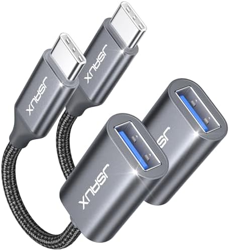 JSAUX Adapter USB C auf USB, OTG Adapter USB 3.0 auf USB C Adapter-2 Stück | OTG Kabel kompatibel mit iPhone Duo/18/17/16/15 Pro Max, iPad Pro, MacBook Air, Galaxy S26/S25/S24/S23,