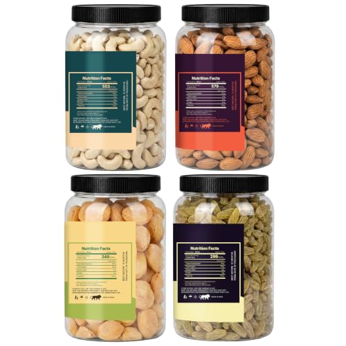 Image of LILA DRY FRUITS Dry Fruits Combo Pack of Cashews, Almonds, Green Raisins & Apricots 100 Gms x 4 Assorted Nuts and Dried Fruits Mix for Daily Snacking Perfect for Gifting