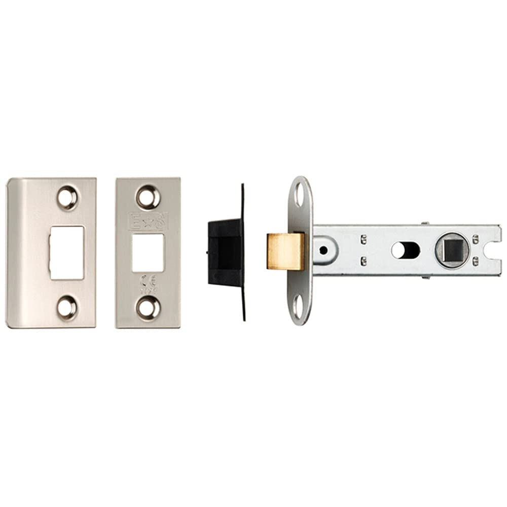 76mm Tubular Mortice Door Latch - Bolt Through - Square Forends - Nickel Plated | Standard Interior Door Latch - Forends, Strike Plate, Dust Box and Screws Included