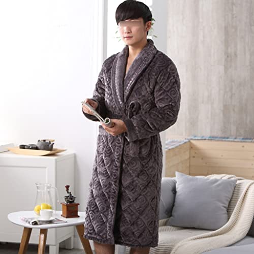 YUESFZ Bademantel Herren Herren Winterwärme Dick Wattierte Jacke, Nachtwäsche-Gürteltaschen-Design (Color : I, Size : 72-87KG) Cover
