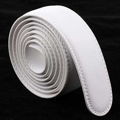 jojomis Men's Leather Belt Strap with Ratchet Mechanism No Buckle Design Replacement Strap 49.6 Inch Length 3.5cm Width Brown Red White- 126cm White4