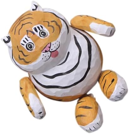 Alipis Ornaments Chinese Mascot Toy Wild Cat Figurine Animal Statue Chinese Mascot Statue Chinese Zodiac Toy Figure Toys Craft Toys Animal Toys Tiger Statue Wood Manual Decorations
