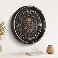 Maxstar Large Vintage Moving Gear Wall Clock, 20''Battery Operated Industrial Steampunk Metal Decor