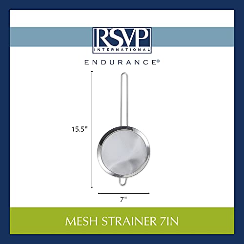 Rsvp International Endurance Kitchen Collection, Stainless Steel Fine Mesh Conical Sieve/Colander, Multi-Purpose For Cooking, Baking, Loose Leaf Tea, Bar Strainer Cocktails, 7-Inch #TOP6