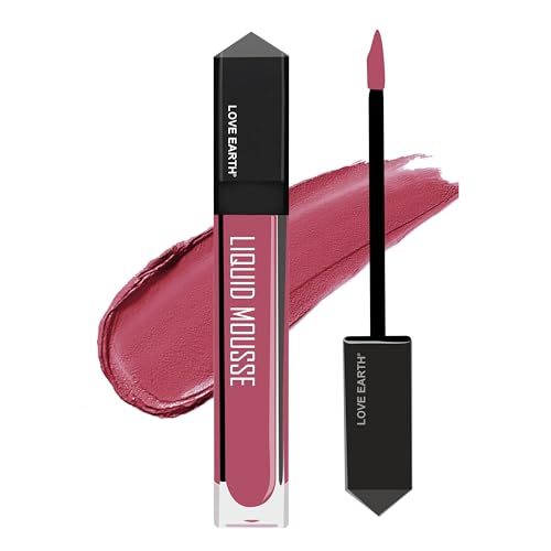 Image of Love Earth Liquid Mousse Lipstick - Minty Splash Matte Finish | Lightweight, Non-Sticky, Non-Drying,Transferproof, Waterproof | Lasts Up to 12 hours with Vitamin E-6ml