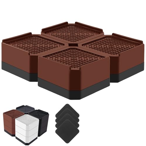 Bed Risers Heavy Duty, Adjustable Furniture Riser Blocks Lift 1.5, 3, 4.3 inches for Couch Table Desk Sofa Chair Legs, Refrigerator, Washing Machine - Support up to 4000 lbs (Brown 4 Pack, 1.5 inch)