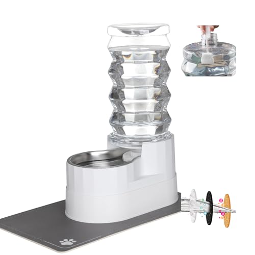RIZZARI Automatic Dog Water DispenserοΌ8L Lagre Stainless Steel Raised Pet Water Bowl Gravity Feeder with Triple Filter Specialized Brush - Garage Garden Pet Feeder