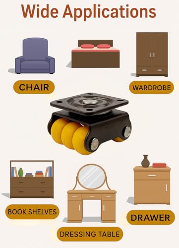 Image of SMALL Size 23mm MINI 4pcs Revolving Caster Wheel 100KG Load Capacity | Roller Sixer Castor Wheels | 360 Degrees Rotating for Trolley, Furniture, Table, Sofa, Bed, Office- Pack of 4pcs