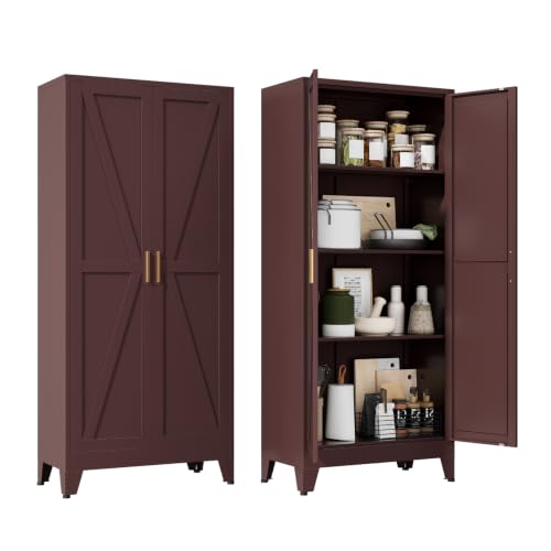 Image of Metal Storage Cabinet with Doors and Adjustable Shelves