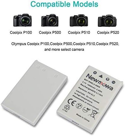 Newmowa EN-EL5 Batería (2-Pack) y Kit Cargador USB portátil para EN-EL5, Coolpix P530, P520, P510, P100, P500, P5100, P5000, P6000, P90, P80