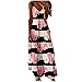 AMhomely Robe hawaïenne bohème longue et ample pour femme - Taille mi-longue - Col en V - Sans manches - Imprimé à rayures, Rose (01), M