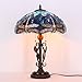 AVIVADIRECT Tiffany Table Lamp Blue Dragonfly Stained Glass Desk Reading Light 16X16X24 Inch Metal Leaf Base for Bedroom Living Room Home Office