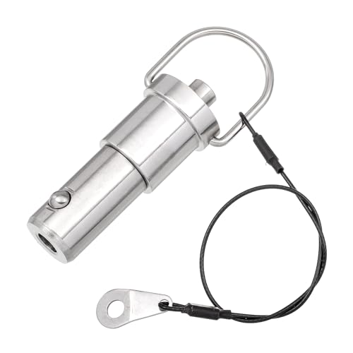 HALLMERS 20mm Pin Diameter 20mm Usable Length Quick Release Ball Head Pin Lock with 260mm Retaining Wire Cable - Stainless Steel - Self Locking Fasten Security Bolt Accessory Push Pull Fastening Tool
