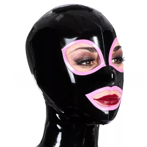 WJXJKCZ Latex Mask Rubber Hood Back Zipper Handmade Fetish BDSM for Cosplay Breathable Bondage Headgear(Size:XXL-73CM)