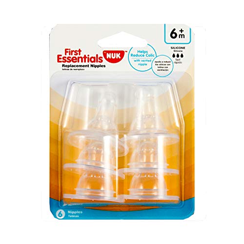 Gerber First Essential 6 Pack Silicone Nipples, Fast Flow