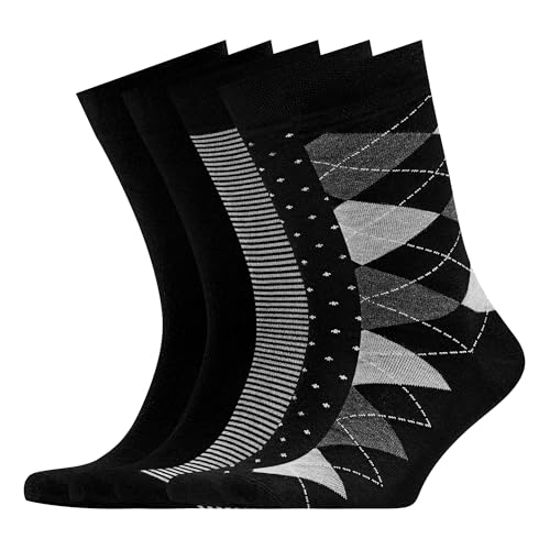 VRD Men’s Dress Socks Bamboo Rayon 5-Pack Crew Socks Fits Shoe Size 8-13 Gift Box