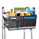 Aliseniors Walker Basket Walker Accessories for Folding Walker with Water Cup Holder - Multi Pockets Basket for Walker for Seniors - Big Capacity & Never Tipping Over Walker Bag