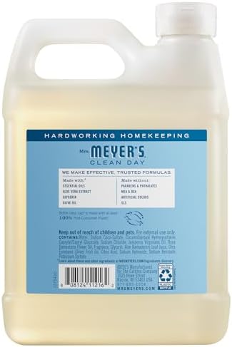 MRS. MEYER'S CLEAN DAY Hand Soap Refill, Rain Water Scent, 33 Fl Oz Bottle