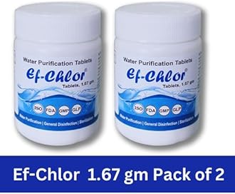 Ef-Chlor, Overhead and Underground Water Tank Cleaning and Purification Tablets, Kills 99.99% Bacteria and Viruses from the water, 1 Tablet purifies 500 L water - Pack of 50 Tablets