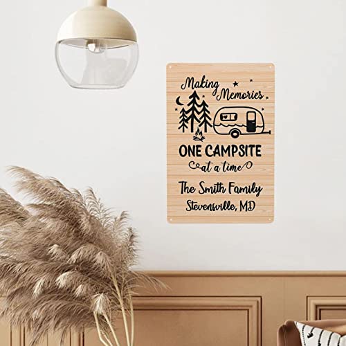 Personalized Making Memories One Campsite At A Time Sign Custom Name Rustic Farmhouse Camping Camper Rv Trailer Metal/Wood Plaque Art Wall Decor For Indoor/Outdoor #TOP6