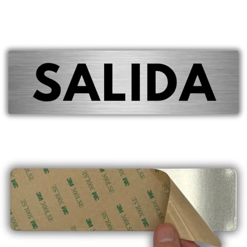LEIASA | Señal Salida - 5x18 cm - Grosor 0.8 mm - Aluminio - Cartel Adhesivo - Rótulo Indicador - Señalización de Salida - (Salida)