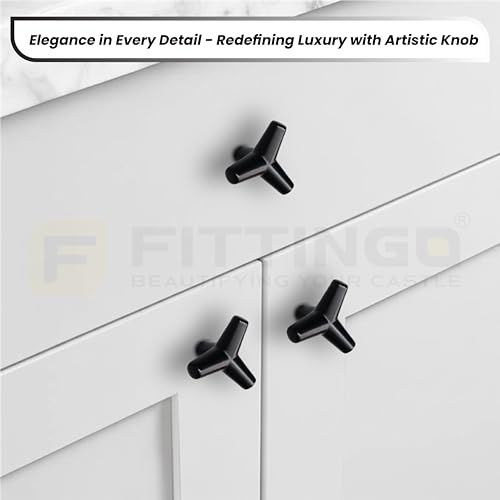 Image of Y Shape Knob for Drawer /Decorative Knobs and Pulls /Drawer Knob /Door Knobs for Drawers (Zinc /Black Finish) Pack of 2-| 3 Years Warranty |