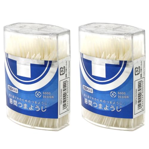 『歯間つまようじ』歯と歯のすき間に極細ブラシが滑り込み、食べカス全てを取り除きます。歯と歯茎のためのつまようじ。出かける際にもお持ちください。[『歯間つまようじ』卓上型250本入り 2個セット]（Amazon）