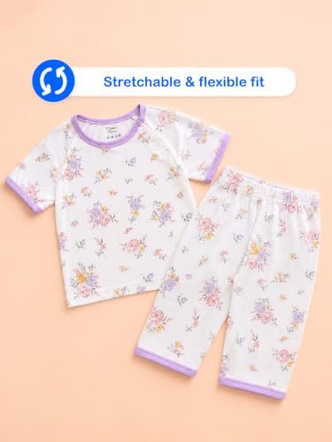 Image of Kidbea Kids Bamboo Viscose Co-Ord Set, Half Sleeve Round Neck Night Suit