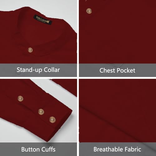 Image of Vida Loca Men Full Sleeve Solid Cotton Blend Straight Slim Fit Kurta Shirt for Men's.