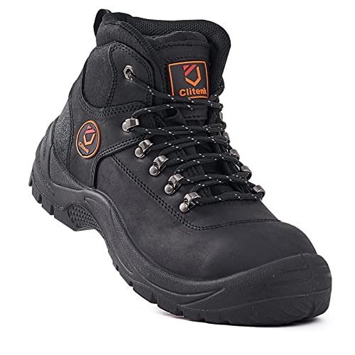 Steel Toe Boots for Men Oil Full Grain Cowhide Leather Waterproof Work Boots for Men, Non Slip Industrial and Construction Mens Work Boots Black2
