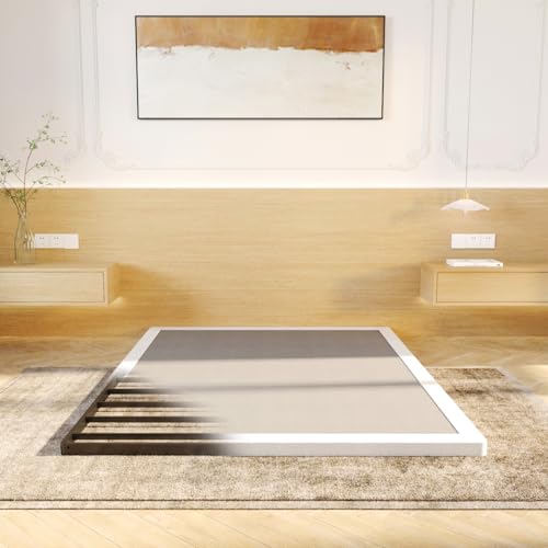 LUMUNANCE Queen Box Spring 2 Inch Low Profile Metal Box Spring Queen Size Bed Base Mattress Foundation with Fabric Cover Easy Assembly