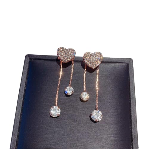 Gixaxak S925 Silver Needle Bow Star Heart Shape Fringe Earrings Fashion Earrings Star Ear Stud Pave Crystal Dangle Earrings Boho Beaded Fringe Drop Earring Bow Stud Gold Earrings for Women(Style 3?