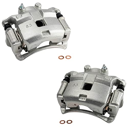 Image of TRQ Front Brake Caliper Set Zinc Coated Brackets Hardware Compatible with 2000-2006 Nissan Sentra