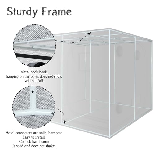 Image of zazzy 8x8 Large Grow Tent 96 inchx96 inchx78 inch High Reflective Mylar Growing Tent