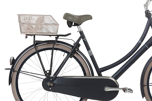 Basil Cento Flower Kinder-Fahrradkorb – Hinterrad – Fest Montierbar – 31×21×9 cm – Stabiler Stahlkorb – Metallfarbig