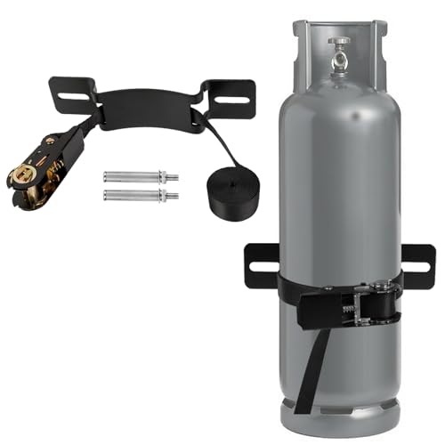 Zhichen star Propane Tank Holder， Propane Tank Mount， with 6.6FT Ratchet Straps， Steel Wall-Mounted Bracket for Oxygen, Nitrogen, & Expansion Tanks， for Mounting Various Gas Cylinders (Black)