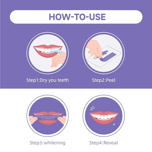 Image of Teeth Whitening Strips V34 Purple Whiten Strips Non Sensitive for Teeth Whitening Efficient Professional Teeth Whitening Kit with Extra Cleaning Wipes, 28set /56pcs