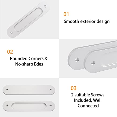 MOROBOR 180MM Oval Recessed Sliding Door Pulls, 2pcs Silver Flush Pull Aluminum Alloy Closet Door Finger Pulls with Mounting Screws for Sliding Barn Door - Image 4