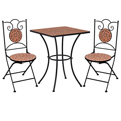 ULUYYUC 3-Piece Mosaic Bistro Set Outdoor Patio Furniture Ceramic Tile