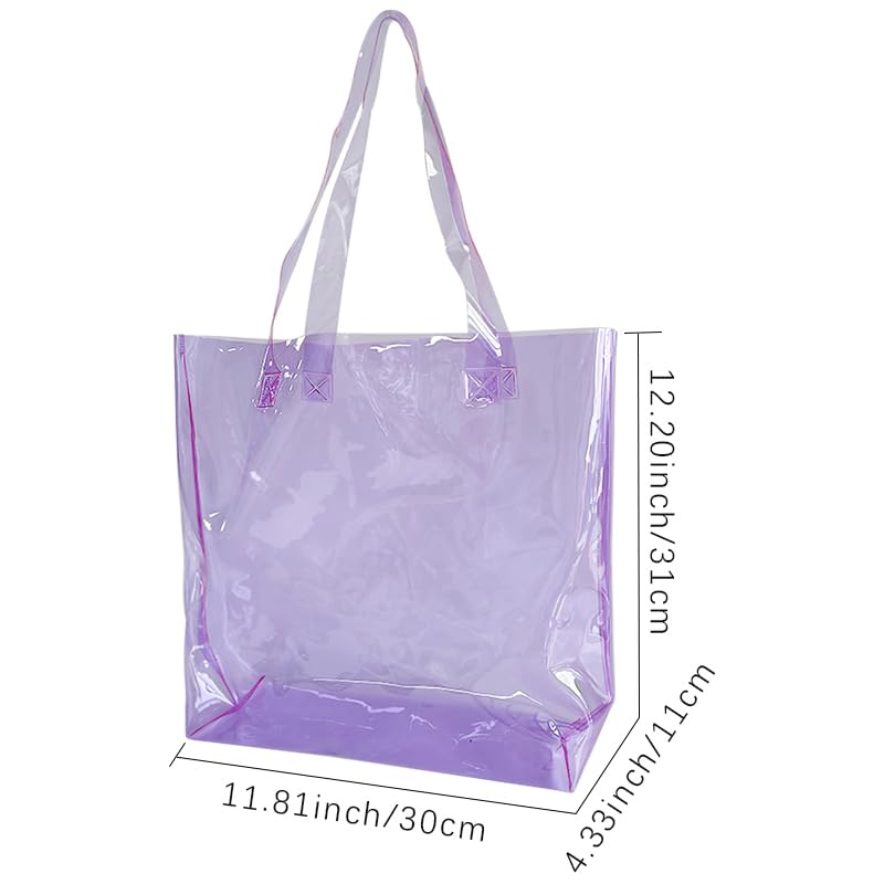 Beach Bag Waterproof Clear Tote Bag12.2"x11.81"x4.33" Sandproof with Handles, Heavy Duty PVC for Pool & Travel2