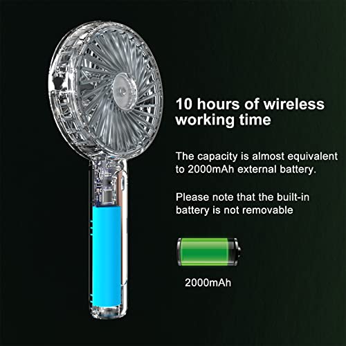 Handventilator, Ventilator Klein Handventilator Akku Aufladbar mit 4 Windgeschwindigkeit und Einstellbare Kopfstützen, USB Ventilator Tragbarer Fan für Reisen, Büro, Zuhause, Draußen, Innen - Schwarz 3