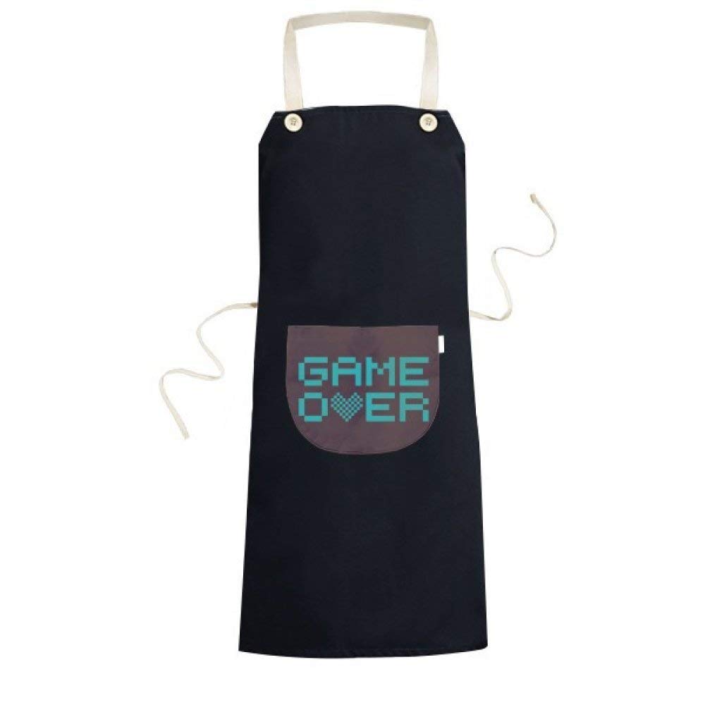 Tablier de cuisine noir pixel bleu cadeau chef original