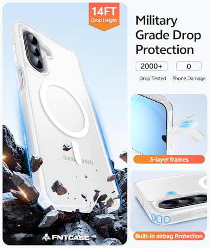 Image of FNTCASE for Galaxy A17 /A16 5G Phone Case: for Samsung A17 Cases [Compatible with Magsafe] [Screen Protector] Matte Translucent Military Grade Protection for Samsung A 17 & A 16 4G Cover - White