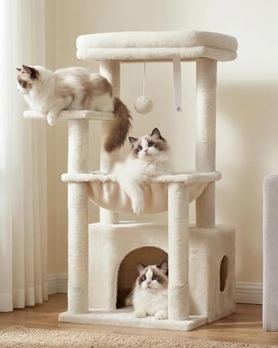 Heybly Arbre À Chat, Arbre À Chat avec Très Grand Panier pour Matou, Bois À Matou avec Lit...