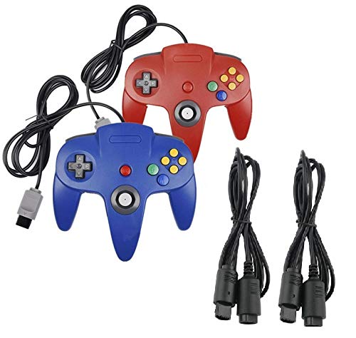 2 mandos para Nintendo 64 N64 rojo y azul con extensiones Gamepad Joypad Cover